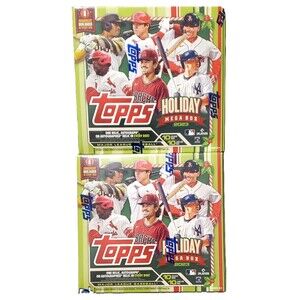 Lot Of 2 Boxes 2023 Topps Holiday MLB Baseball MEGA BOX 100 Cards 1 Auto/Mem Ea